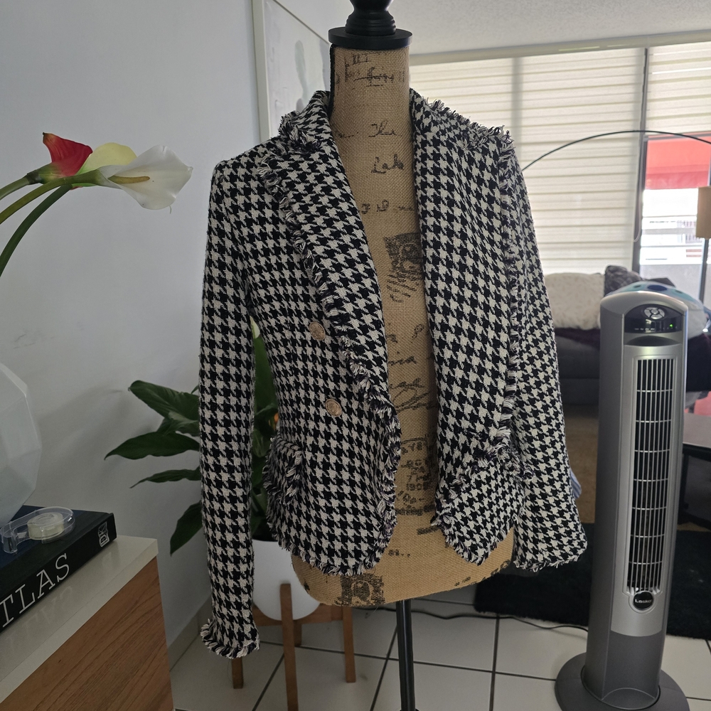 Dolan Houndstooth Blazer in Black and White